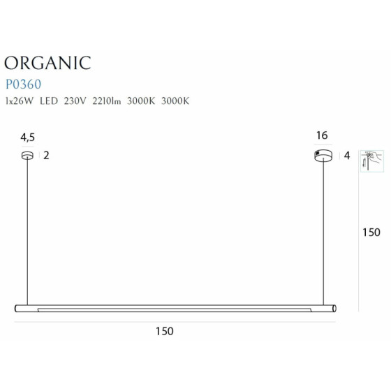 Підвісний світильник  Organic Horizon 150cm