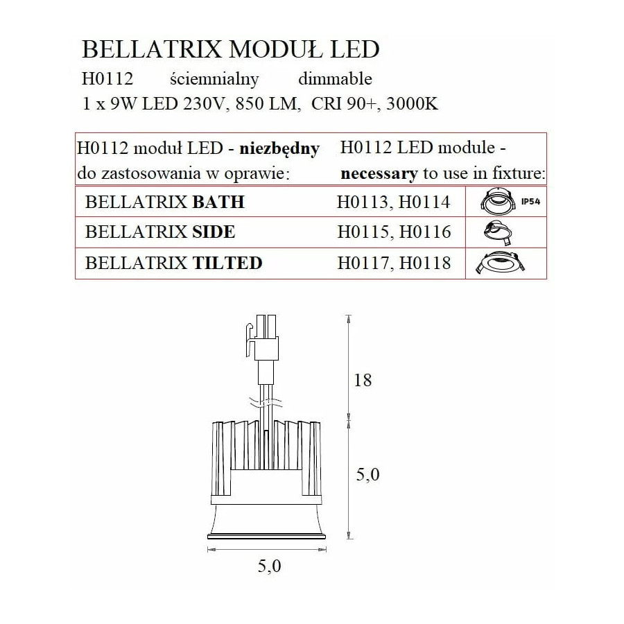 Bellatrix dimmable light module – for Bellatrix recessed lamps