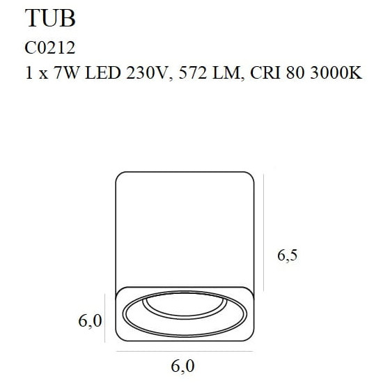 Стельовий точковий світильник Maxlight Tub C0212 чорний + золоте декоративне кільце RC0155/C0156 золото