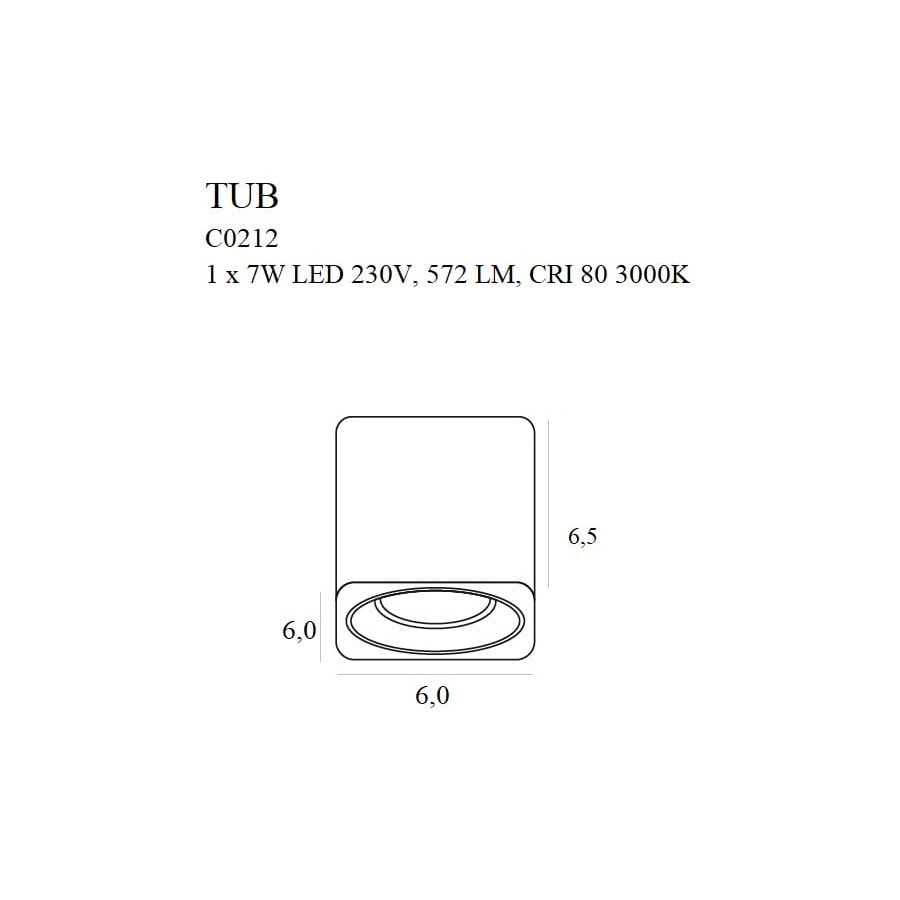 Стельовий точковий світильник Maxlight Tub C0212 чорний + золоте декоративне кільце RC0155/C0156 золото