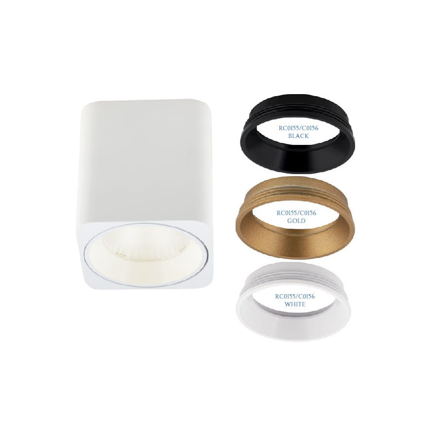 Стельовий точковий світильник Maxlight Tub C0156 білий + золоте декоративне кільце RC0155/C0156