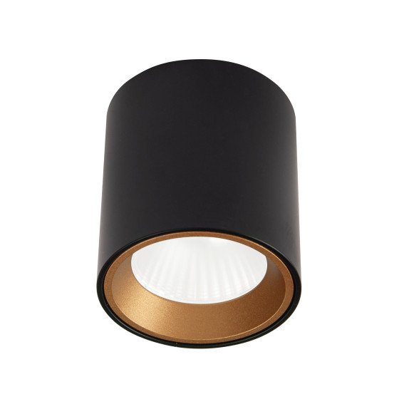 Стельовий точковий світильник Maxlight Tub C0211 чорний + золоте декоративне кільце RC0155/C0156