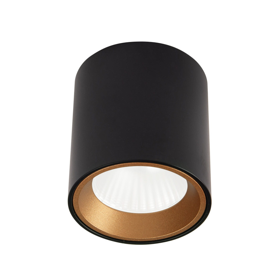 Стельовий точковий світильник Maxlight Tub C0211 чорний + золоте декоративне кільце RC0155/C0156