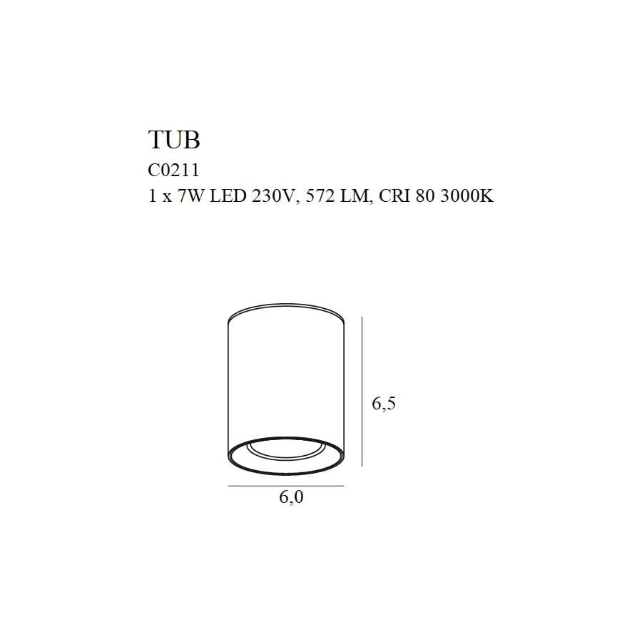 Стельовий точковий світильник Maxlight Tub C0211 чорний + золоте декоративне кільце RC0155/C0156
