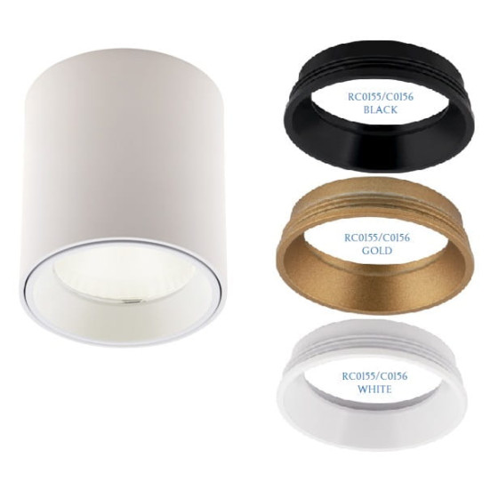 Стельовий точковий світильник Maxlight Tub C0155 білий  + золоте декоративне кільце RC0155/C0156