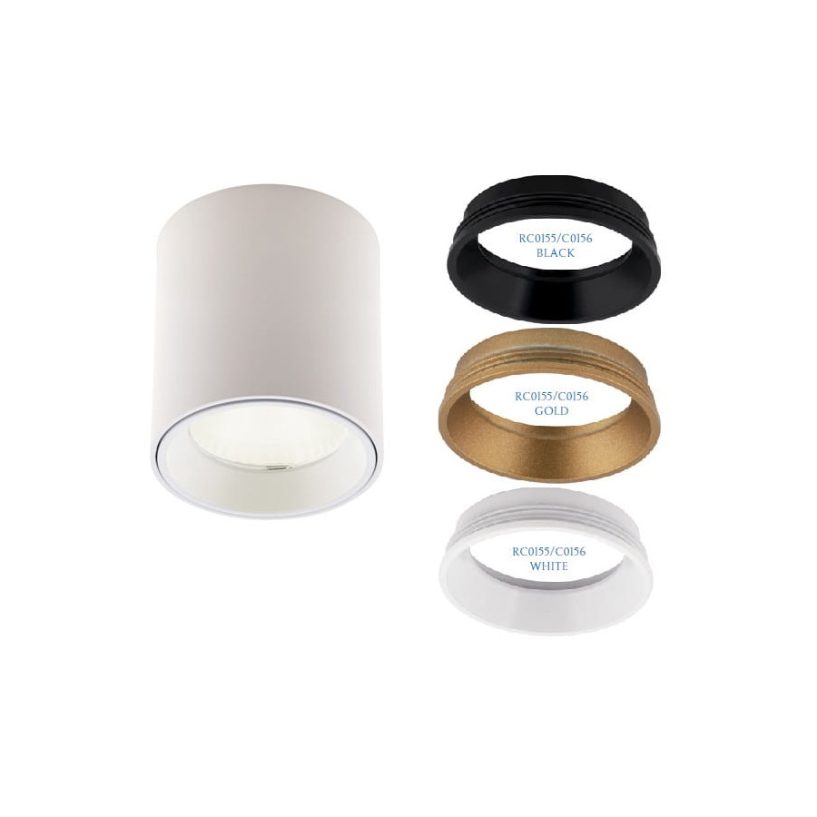 Стельовий точковий світильник Maxlight Tub C0155 білий  + золоте декоративне кільце RC0155/C0156