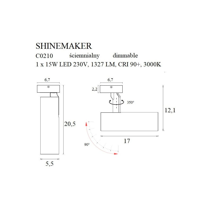 Maxlight Shinemaker C0210 Стельовий Світильник Чорний з функцією димуваання