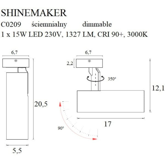 Стельовий Світильник Maxlight Shinemaker C0209 Білий з функцією димуваня
