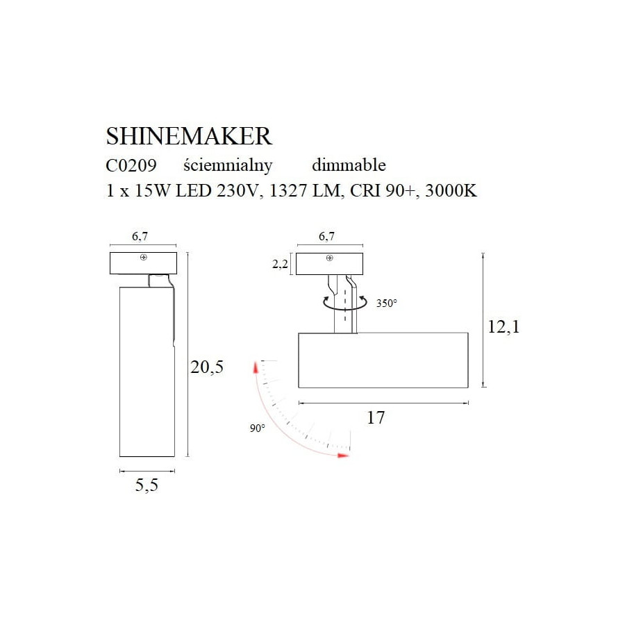 Стельовий Світильник Maxlight Shinemaker C0209 Білий з функцією димуваня