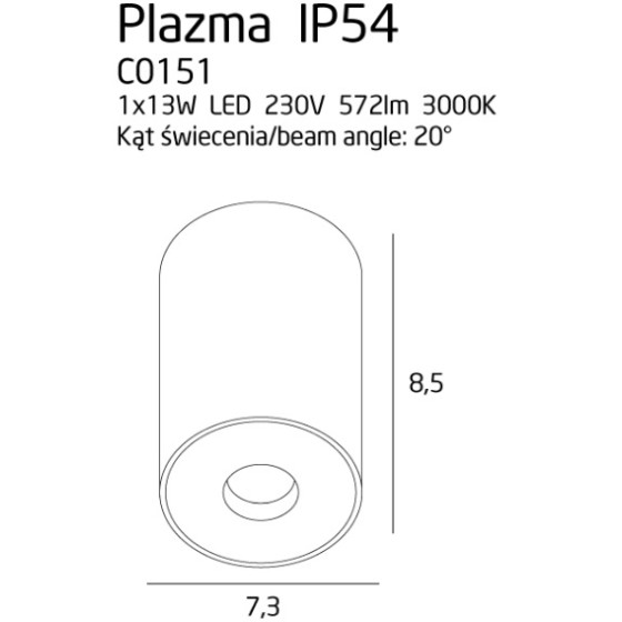 Світильник точковий стельовий Maxlight Plazma C0151 Black IP54