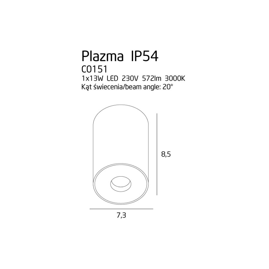 Світильник точковий стельовий Maxlight Plazma C0151 Black IP54